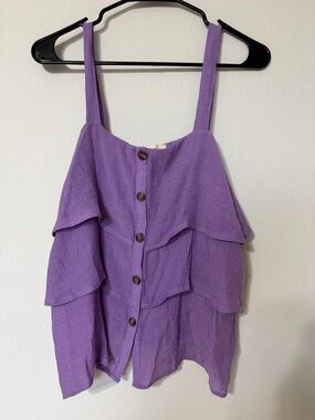 Purple Tiered Button Front Tank